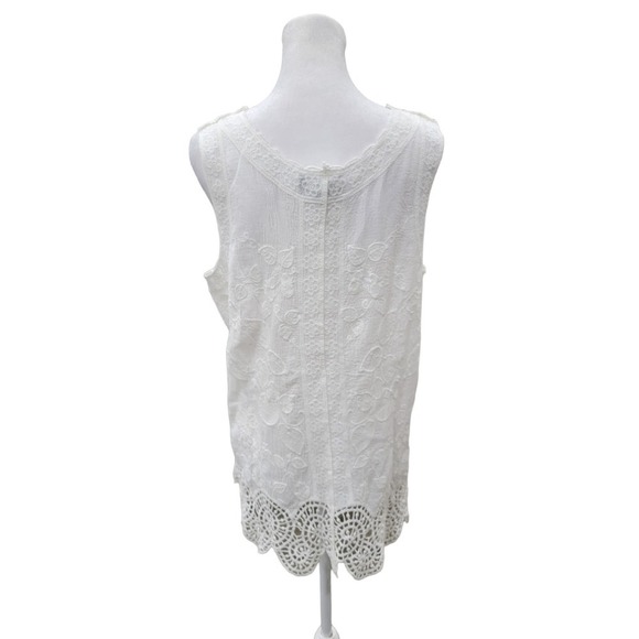 RD & Koko Embroidered Coastal Boho Lightweight Tank Top Size Large White - Picture 6 of 14